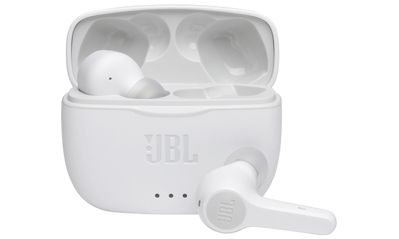 Беспроводные наушники JBL Tune 215 TWS White - Вид спереди с футляром