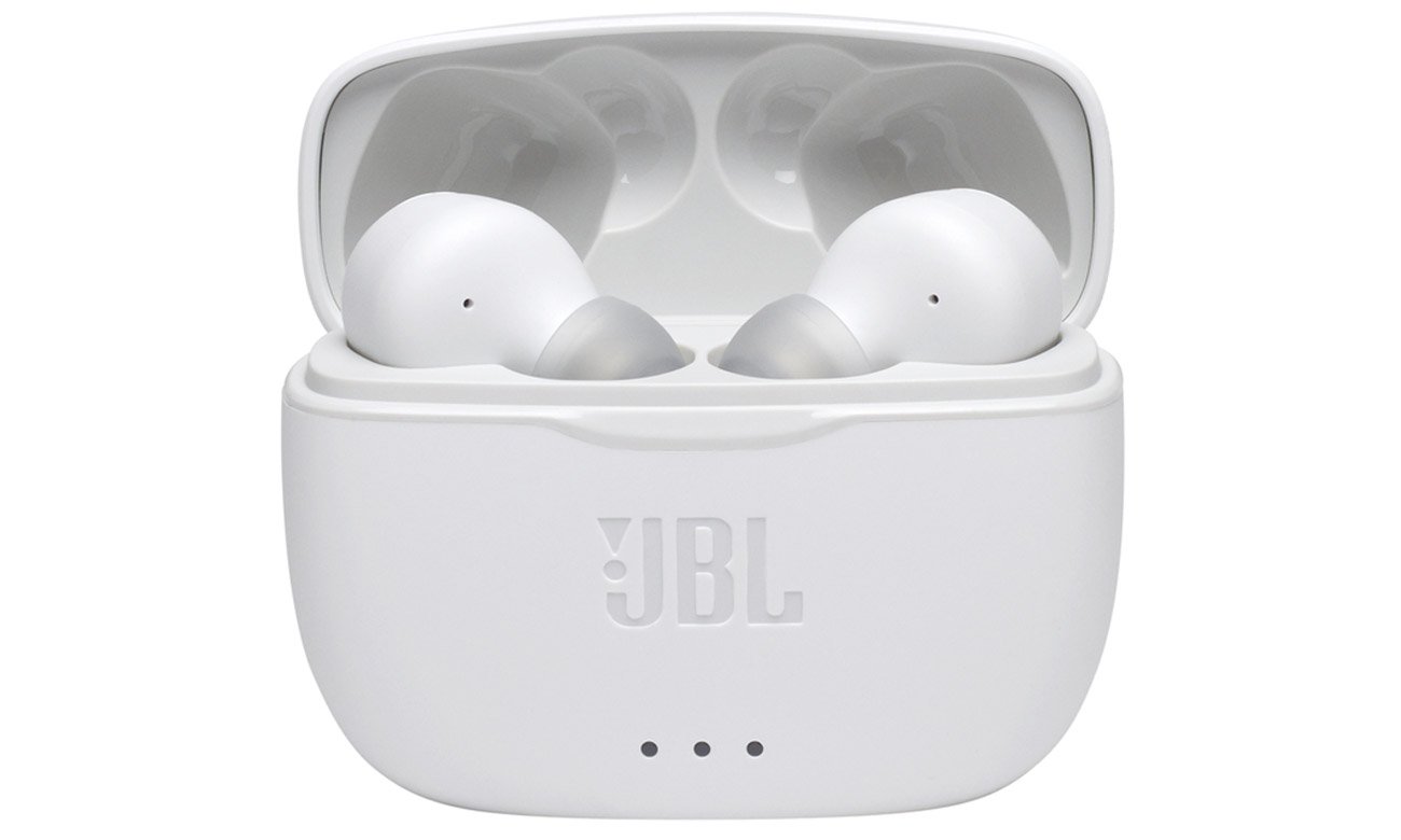 Беспроводные наушники JBL Tune 215 TWS White - Вид спереди с футляром