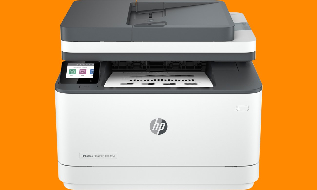 Вид HP LaserJet Pro 3102fdwe спереди