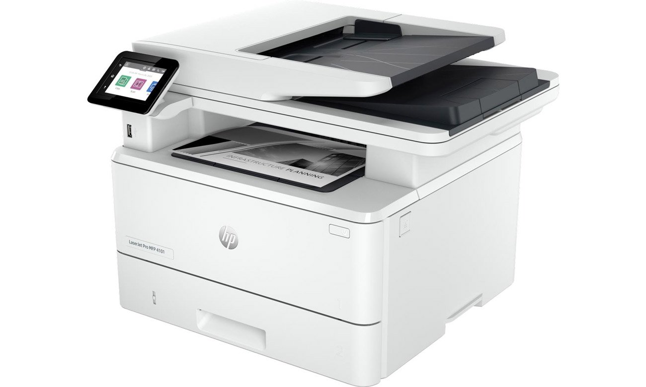 МФУ HP LaserJet Pro 4102fdw, вид збоку під кутом