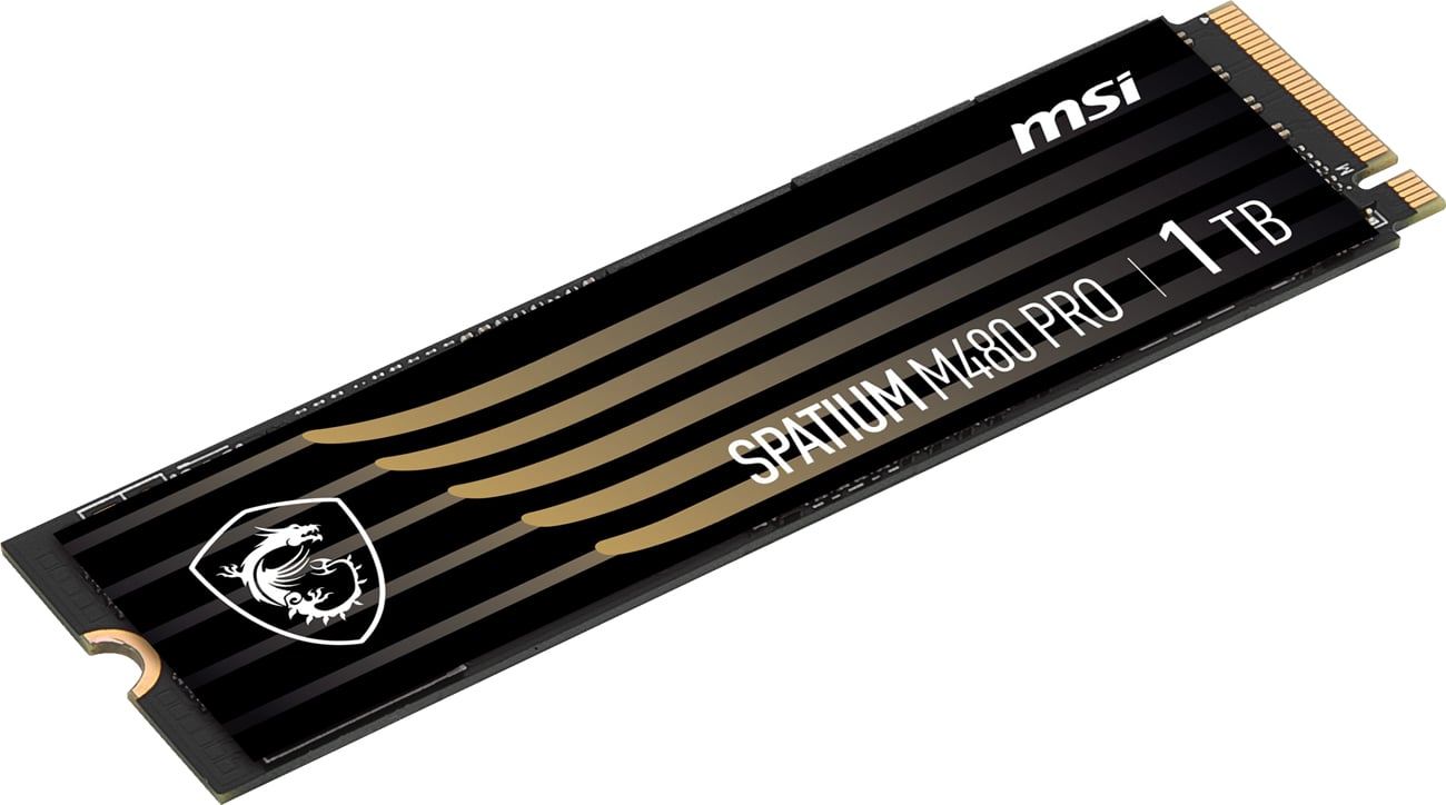 Твердотельный накопитель MSI Spatium M480 Pro Gen4 NVMe 1 ТБ M.2 – угловой вид спереди