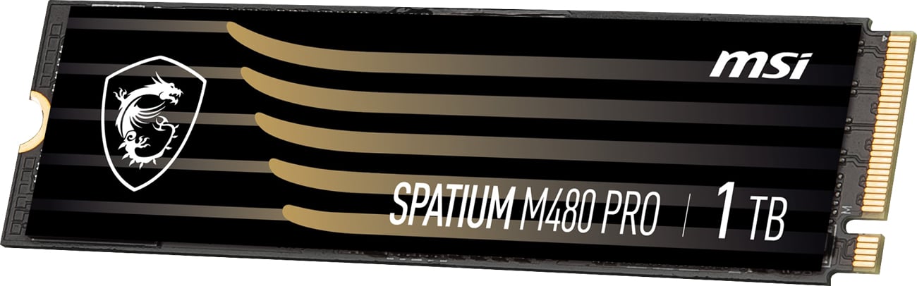 Твердотельный накопитель MSI Spatium M480 Pro Gen4 NVMe 1 ТБ M.2 – угловой вид спереди