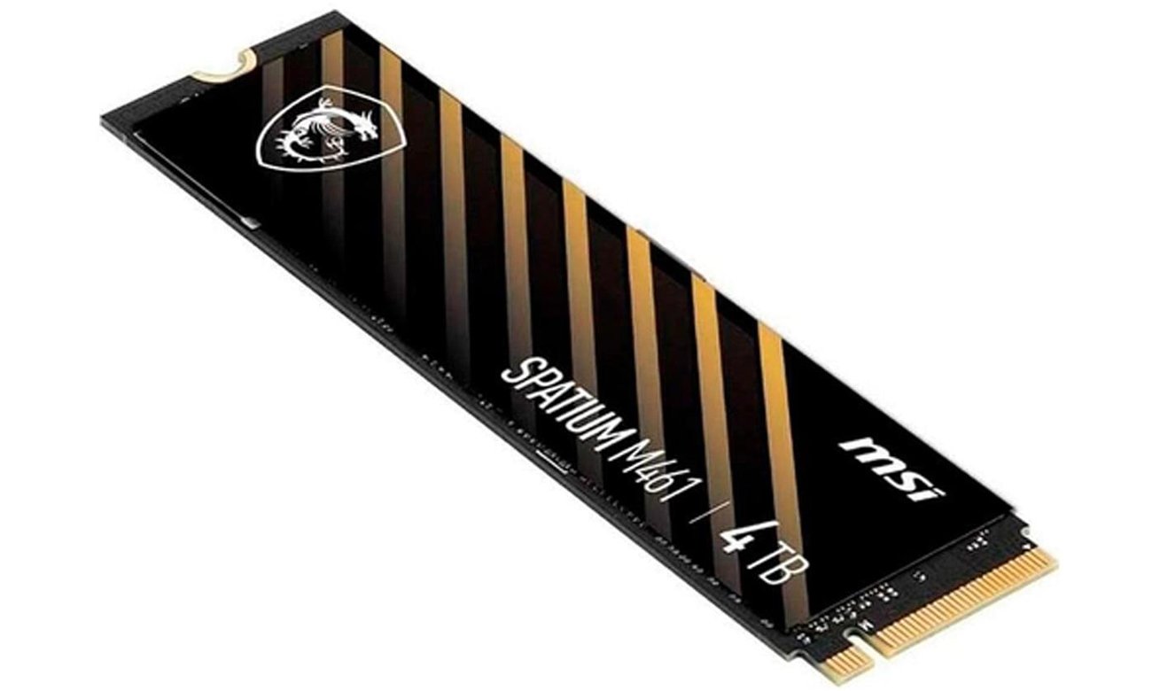 Твердотельный накопитель MSI Spatium M461 PCIe Gen4 NVMe 4 ТБ M.2 – вид спереди под углом