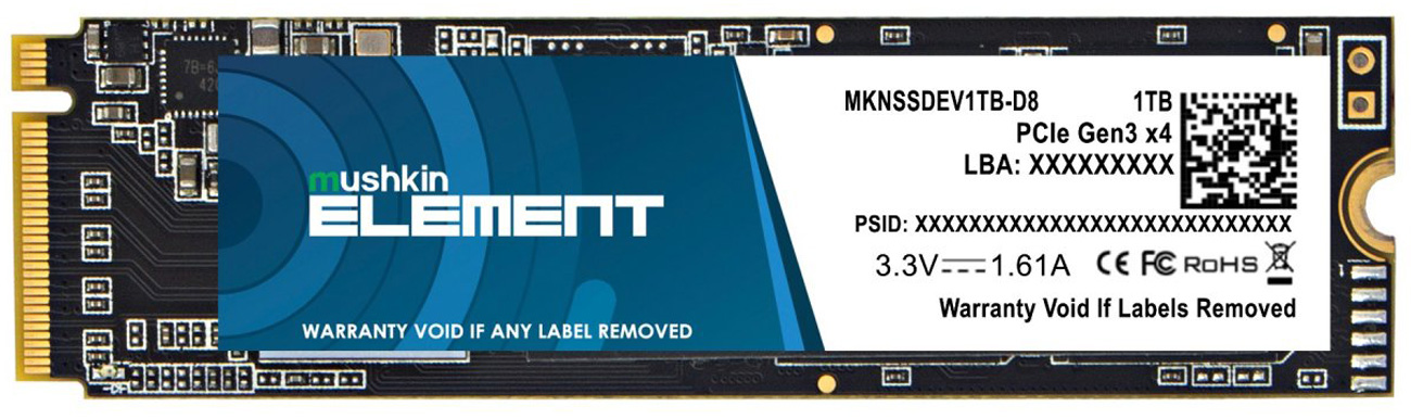 Твердотельный накопитель Mushkin Element 1 ТБ M.2 PCIe NVMe – вид спереди