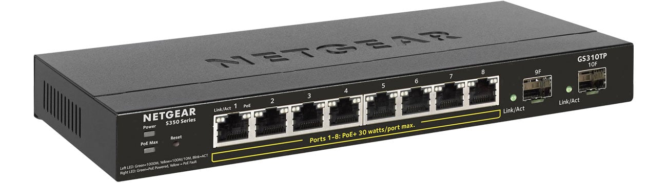 Комутатор Netgear 10p GS310TP-100EUS (8x10/100/1000Mbit 2xSFP)