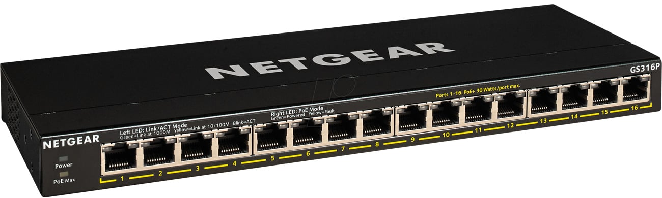 16-портовий некерований комутатор Netgear GS316P