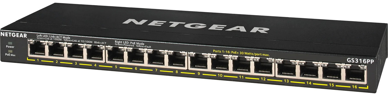 16-портовий некерований комутатор Netgear GS308PP