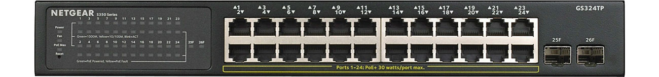 Netgear 24p GS324TP Вид спереду