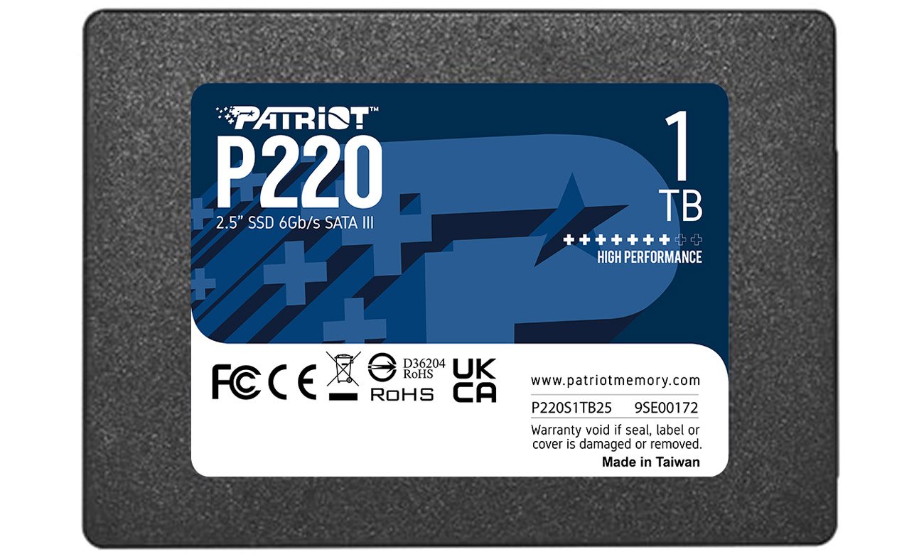 Patriot P220 1TB 2.5'' SATA III SSD - Вид спереди