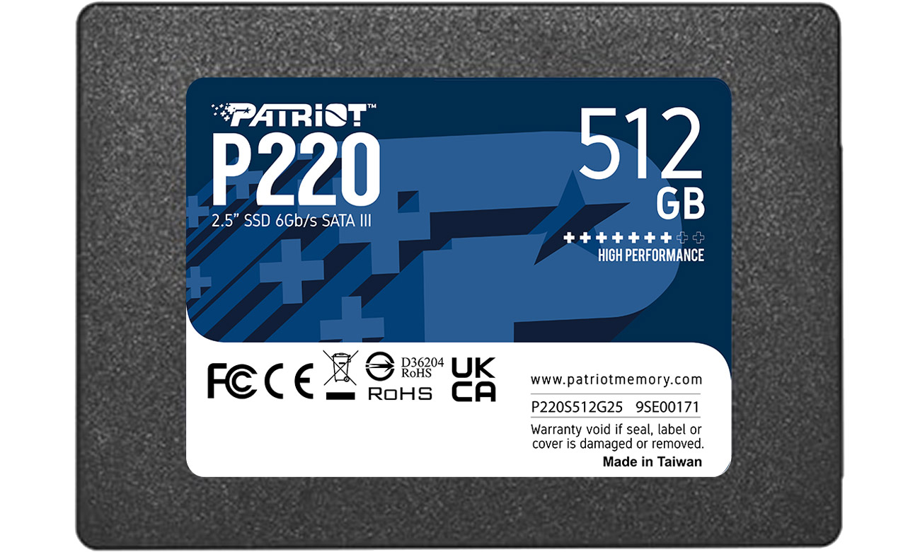 SSD 2.5'' SATA III Patriot P220 512 GB - Вид спереду