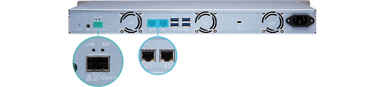 QNAP TS-431XeU-2G SFP и порты Ethernet