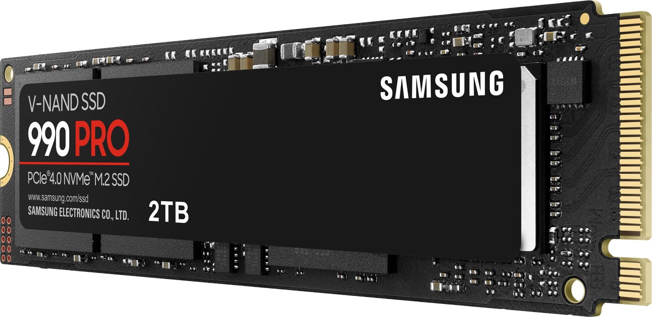 Твердотельный накопитель Samsung 990 PRO 2 ТБ M.2 - вид спереди под углом