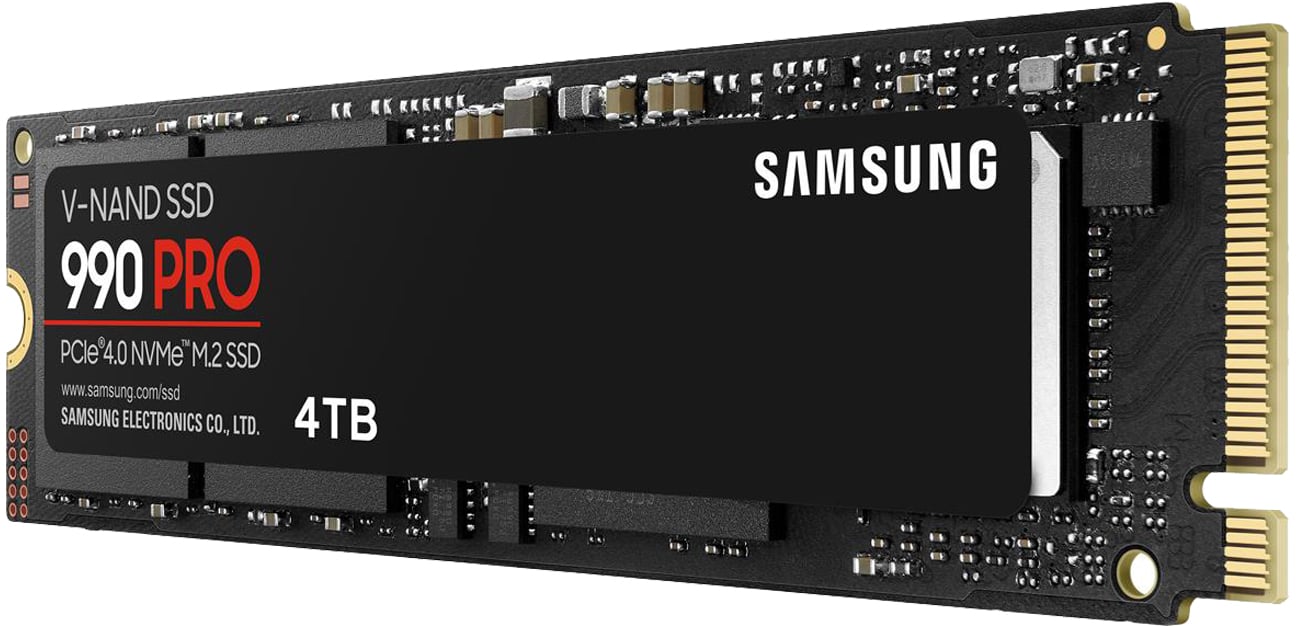 Твердотільний накопичувач Samsung 990 PRO 4 ТБ M.2 - вид спереду під кутом