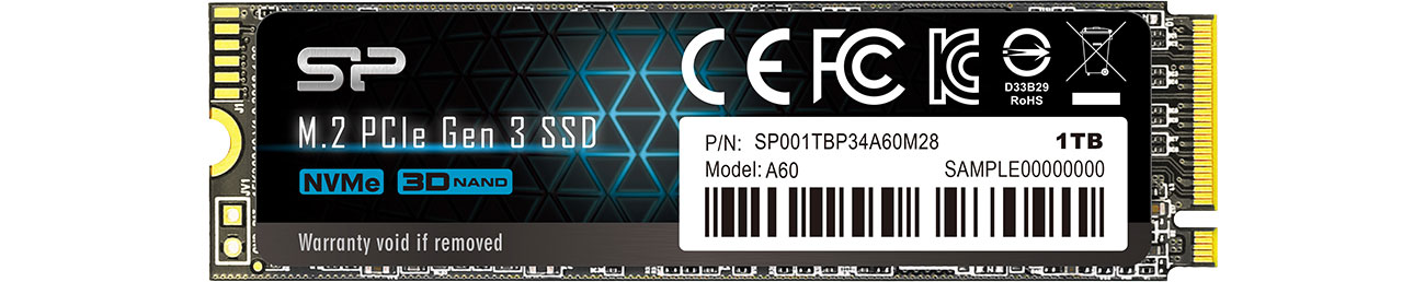 SSD Silicon Power 1TB M.2 PCIe NVMe A60 SP001TBP34A60M28