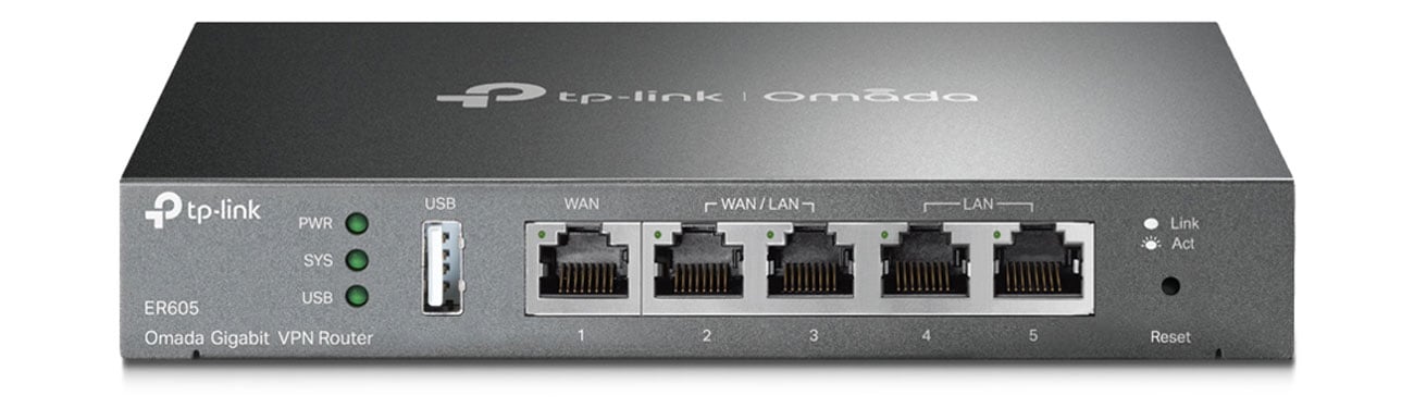 TP-Link TL-R605 v2 вид спереди, порты