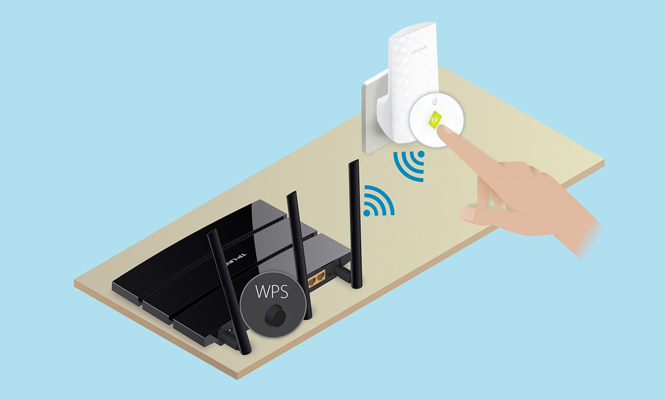 Кнопка WPS TP-Link RE200