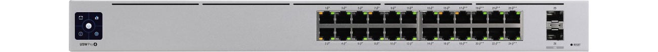 Комутатор Ubiquiti 26p USW-PRO-24-POE - Вид спереду, роз'єми