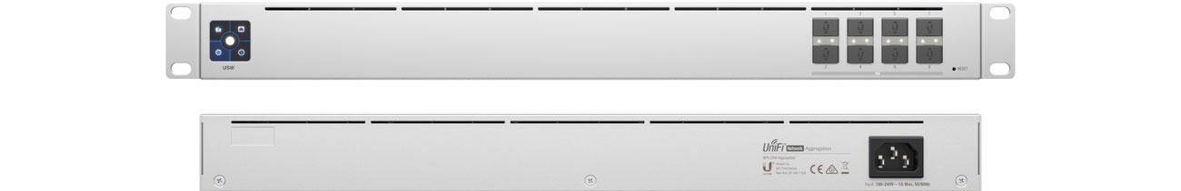 Ubiquiti 8p USW-AGGREGATION Спереди, сзади
