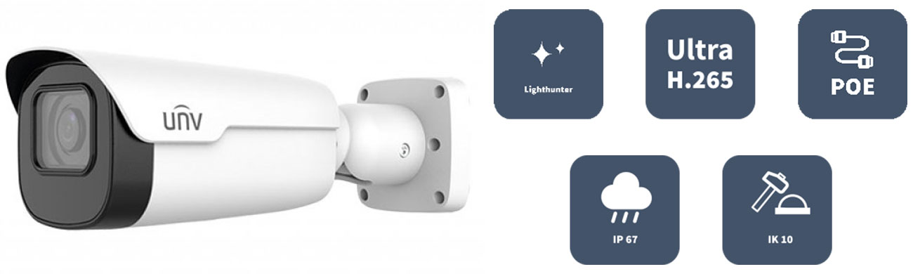 Уличная камера Uniview IPC2A25SA-DZK 5MP 2,5-13,5 мм - Общий вид + иконки