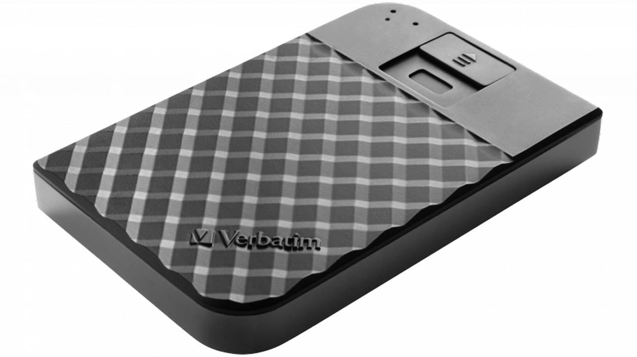 Зовнішній жорсткий диск Verbatim Executive Fingerprint Secure Black – вигляд спереду під кутом