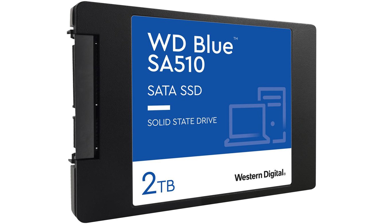 2,5-дюймовый SSD-накопитель WD Blue SA510 емкостью 2 ТБ – вид спереди под углом