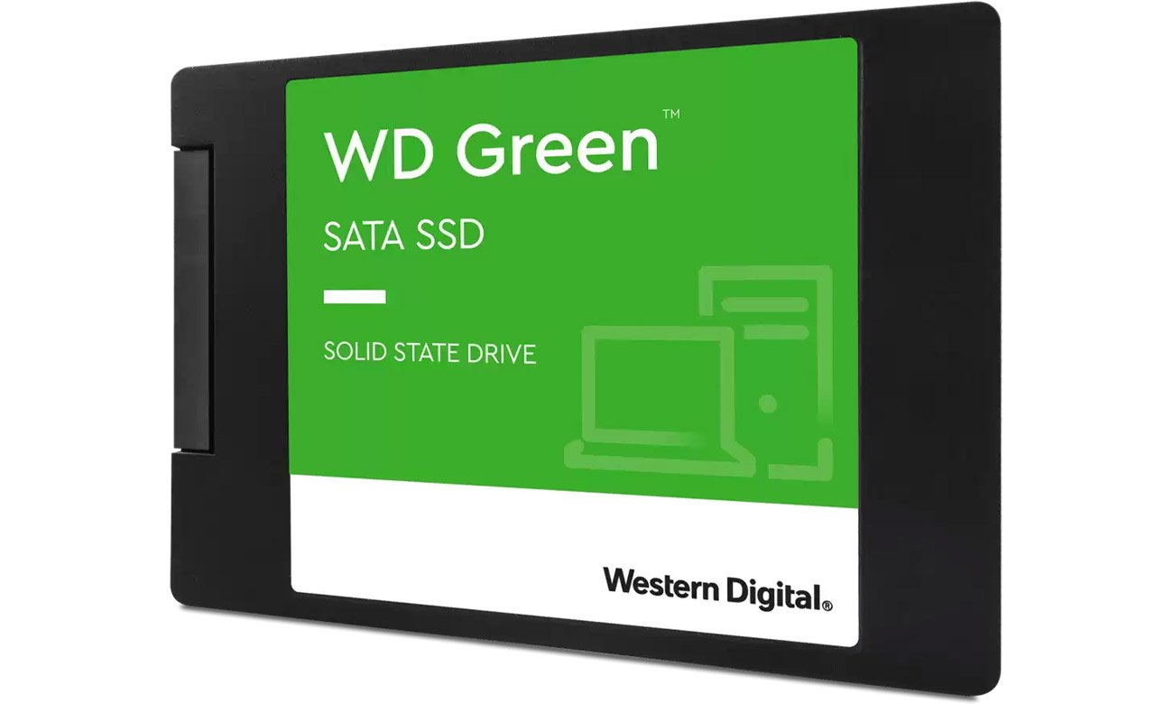 WD 240 ГБ 2,5 дюйма SATA SSD Зелений кутовий вигляд спереду