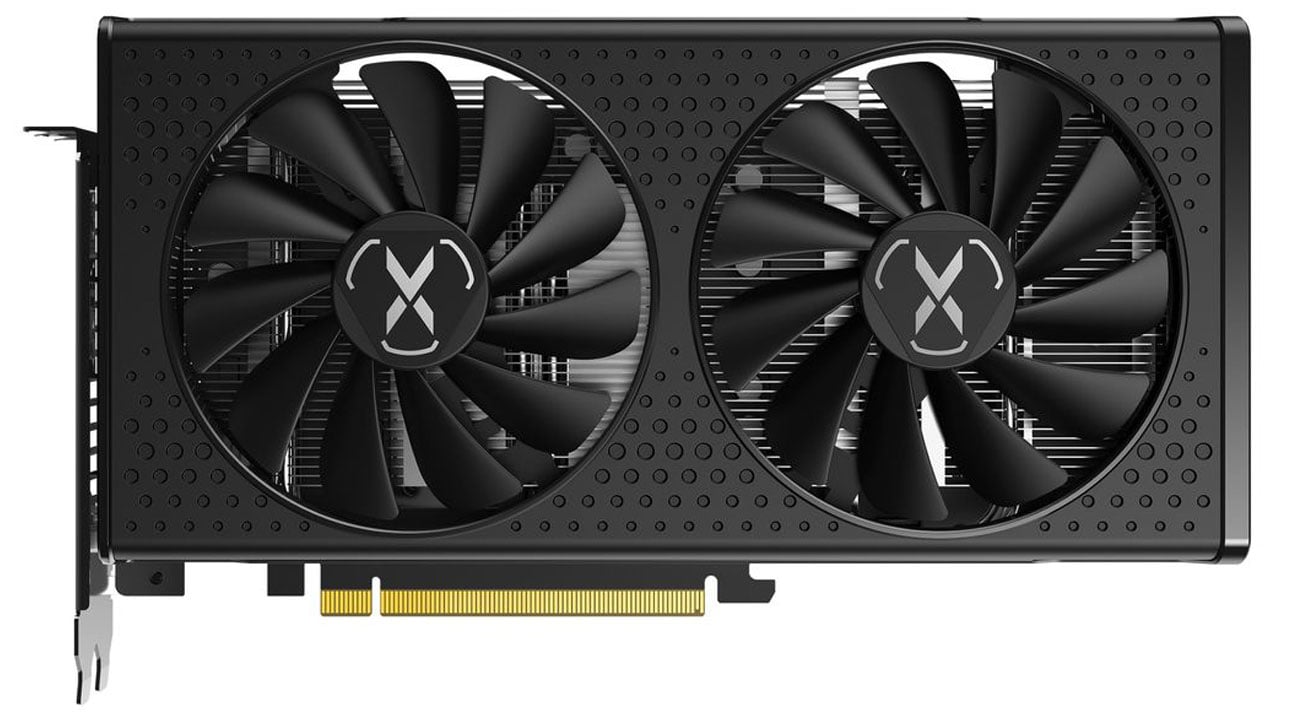 XFX Radeon RX 7600 Core Edition 8 ГБ GDDR6, вид спереди, вентиляторы